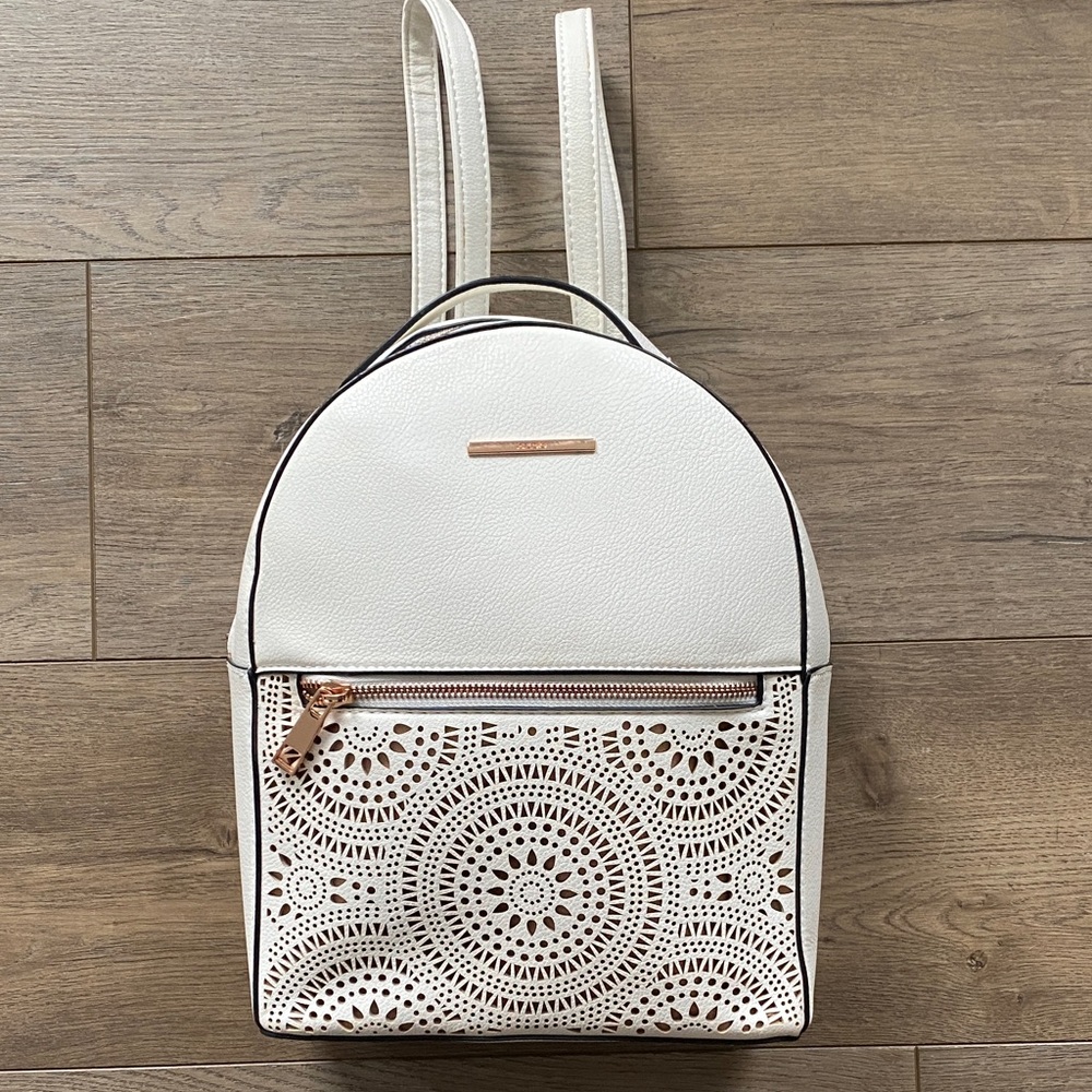 Aldo White Laser-Cut Backpack